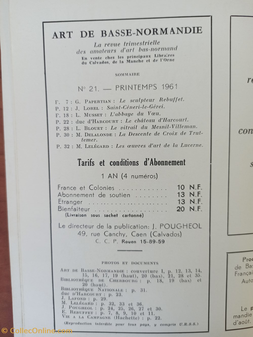 antiquites archeologie art de basse normandie n 21 printemps 1961 saint ceneri le gerei rebuffet chateau harcourt