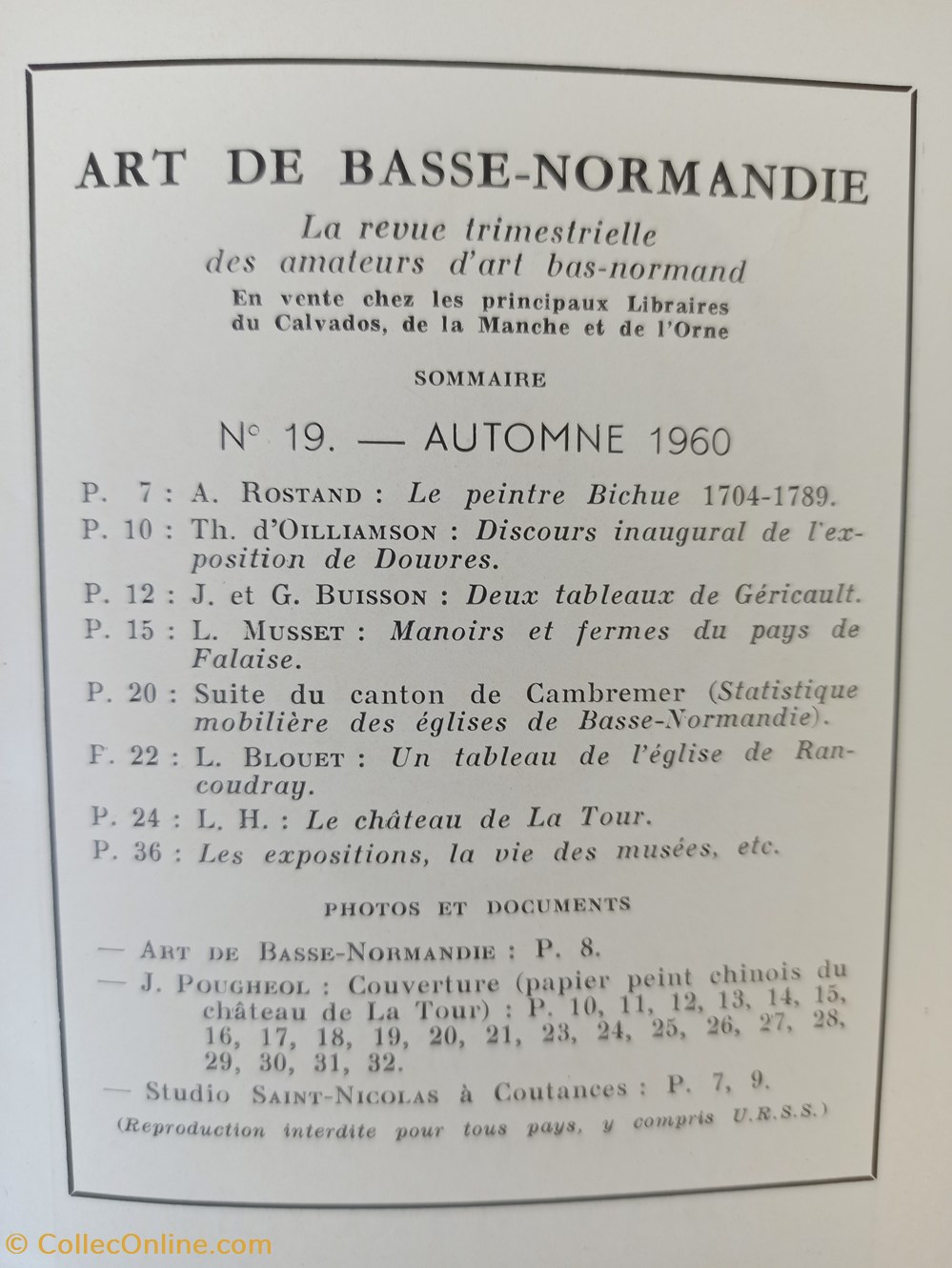 ART de BASSE-NORMANDIE n°19 automne 1960 Bichue, Géricault, manoirs et fermes du pays de Falaise antiquites archeologie art de basse normandie n 19 automne 1960 bichue gericault manoirs et fermes du pays de falaise