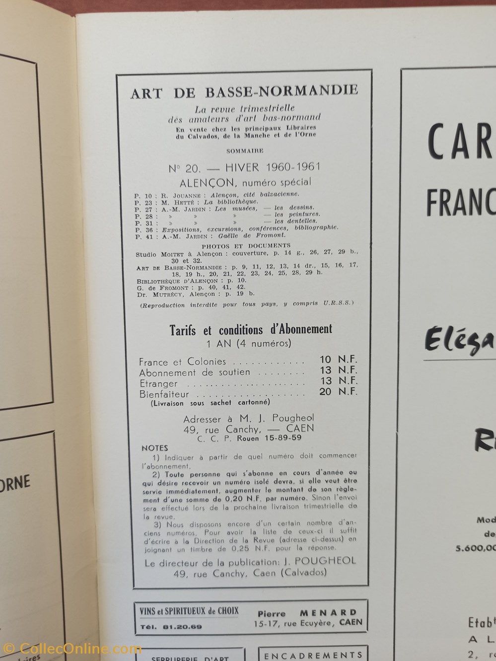 ART DE BASSE-NORMANDIE n°20 hiver 1960-1961 Alençon antiquites archeologie art de basse normandie n 20 hiver 1960 1961 alencon