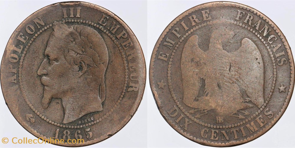 F-134 - Second Empire - 10 centimes - 1865 BB monnaies monde france f 134 second empire 10 centimes 1865 bb
