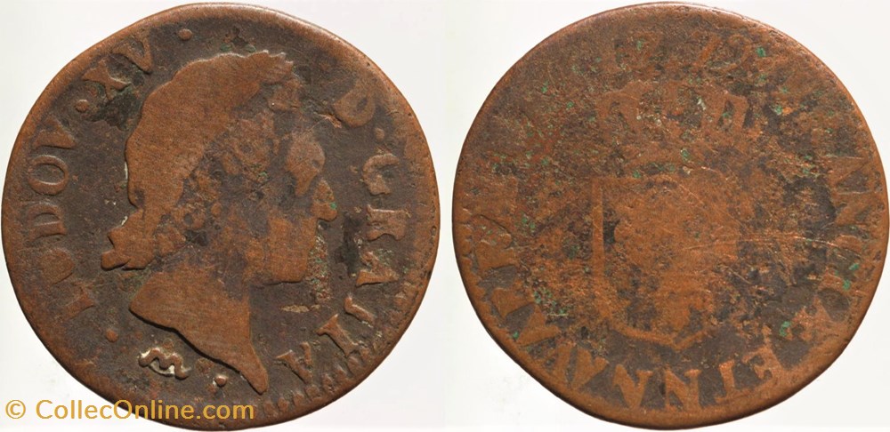 Dy 1700 - Louis XV - 1/2 sol - 1772, Montpellier monnaies europe medievale a france royales dy 1700 louis xv 1 2 sol 1772 montpellier