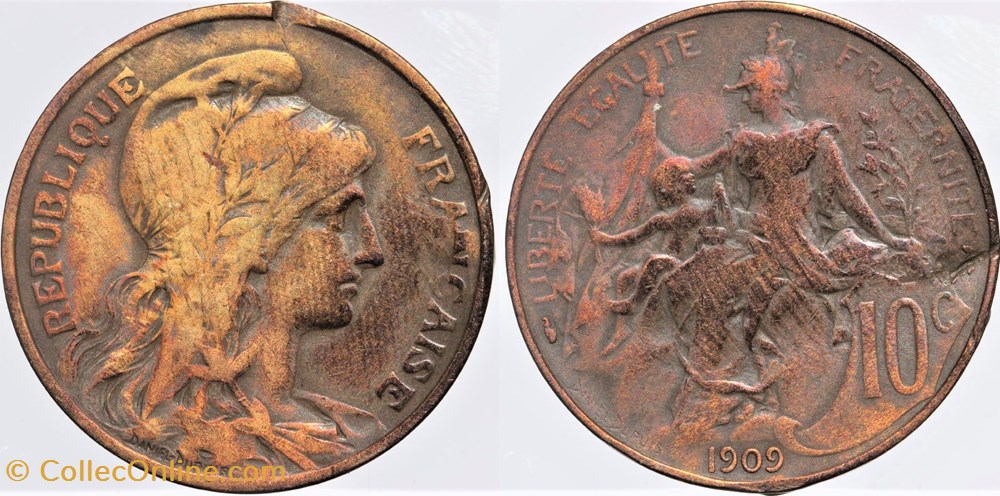 monnaies monde france f 136 dupuis 10 c 1909