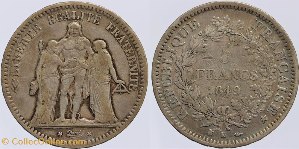 F-326 - Seconde République - 5 francs - 1849 Bordeaux monnaies monde france f 326 seconde republique 5 francs 1849 bordeaux