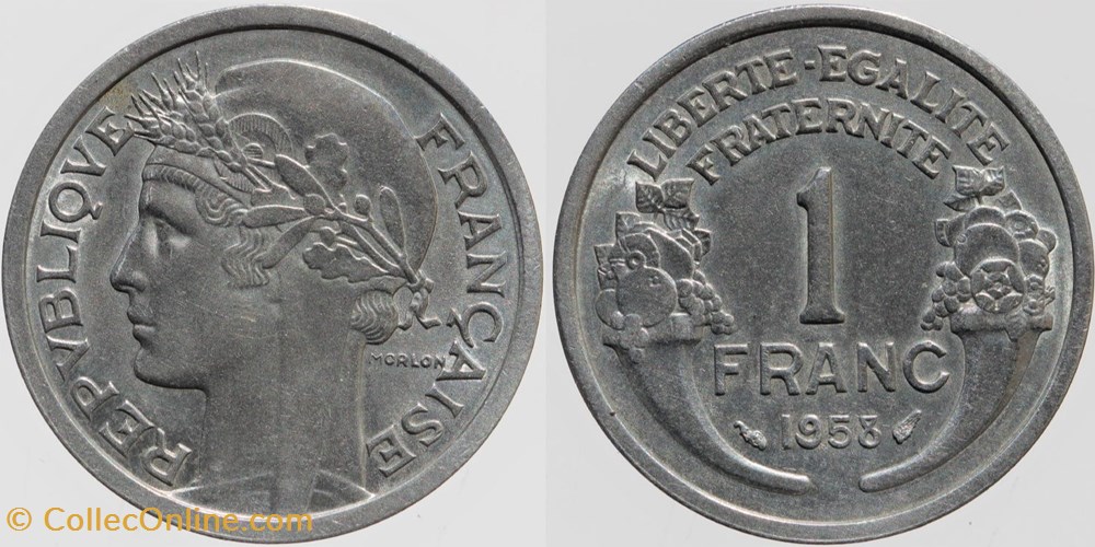 F-221 - Morlon - 1 fr. - 1958 monnaies monde france f 221 morlon 1 fr 1958