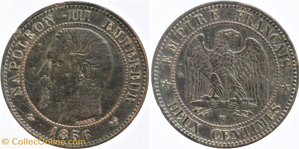 F-107 - Second Empire - 2 centimes - 1856 W monnaies monde france f 107 second empire 2 centimes 1856 w