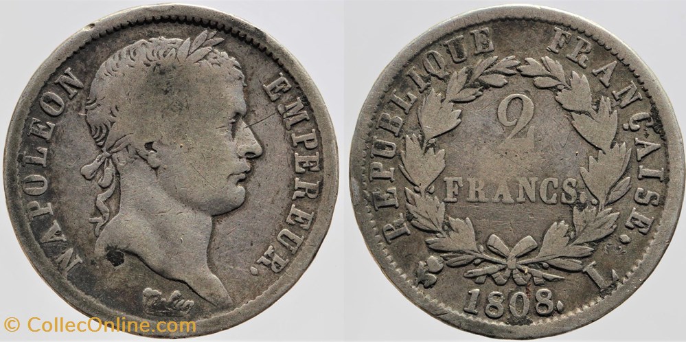 monnaies monde france f 254 premier empire 2 francs 1808 bayonne
