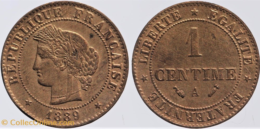 monnaies monde france f 104 troisieme republique ceres 1 c 1889 a