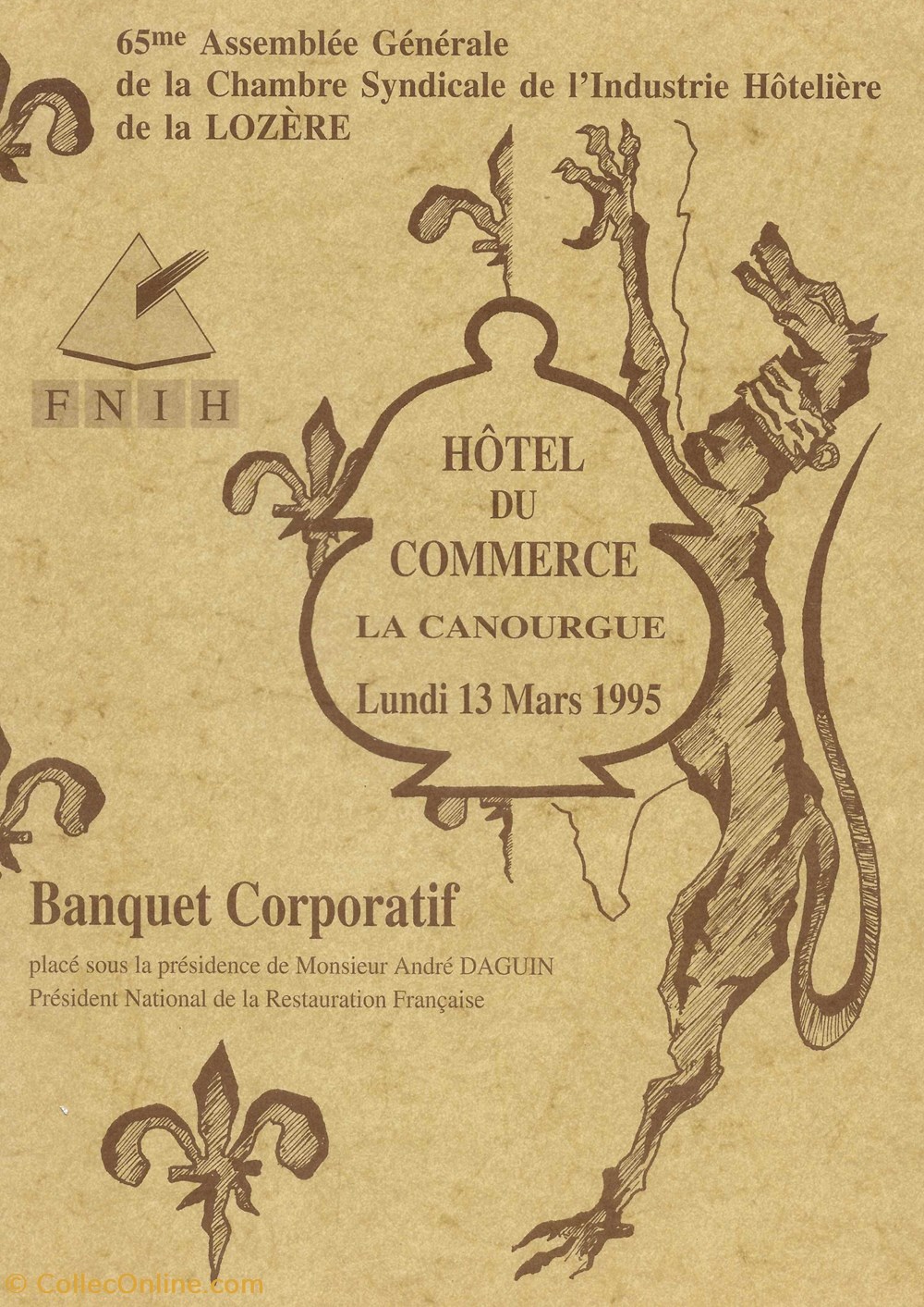 documents anciens menus 1995 menu industrie hoteliere de la lozere