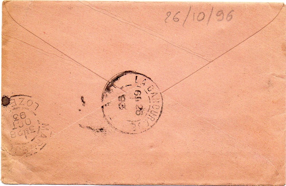 1893 - Cachets type A2 sur retour documents anciens marques postales europe 1893 cachets type a2 sur retour