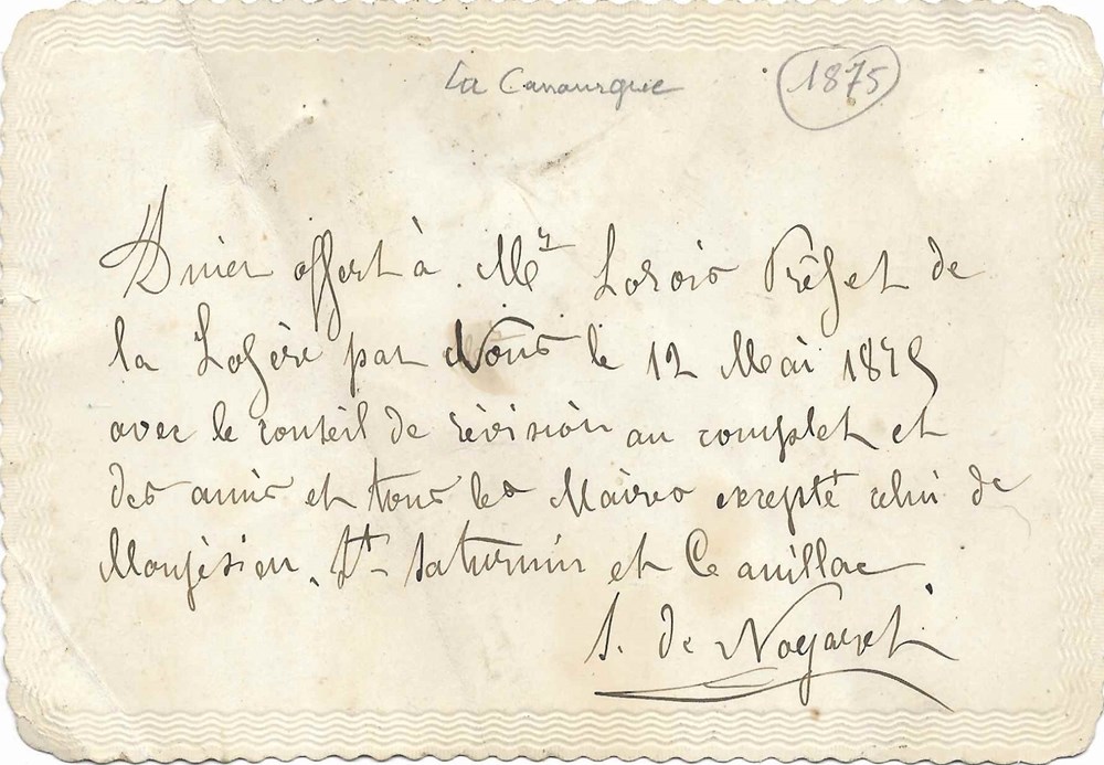 documents anciens autres 1875 menu diner offert a mr e lorois prefet de lozere