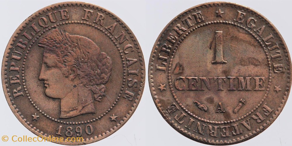 F-104 - Troisième République - Cérès - 1 c. - 1890 A monnaies monde france f 104 troisieme republique ceres 1 c 1890 a