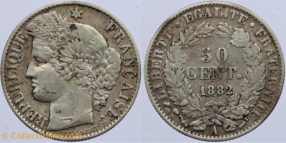 F-189 - Troisième République - Cérès - 50 c. - 1882 A monnaies monde france f 189 troisieme republique ceres 50 c 1882 a