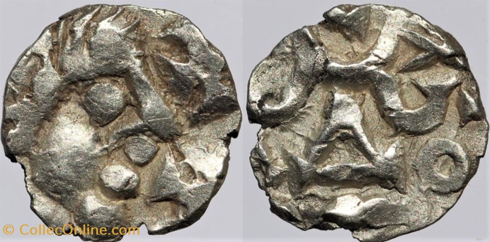 Banassac, série sigebertine à la tête et aux croix monnaies europe medievale royaumes francs banassac serie sigebertine a la tete et aux croix