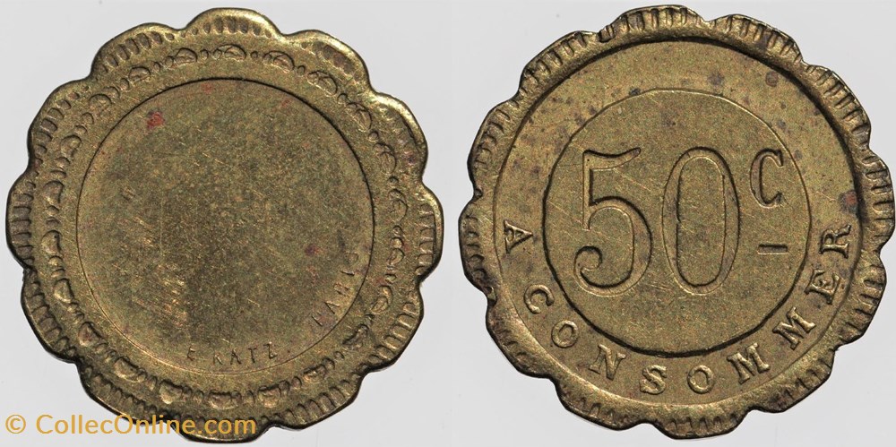 Jeton à consommer - 50 centimes monnaies monde france jeton a consommer 50 centimes