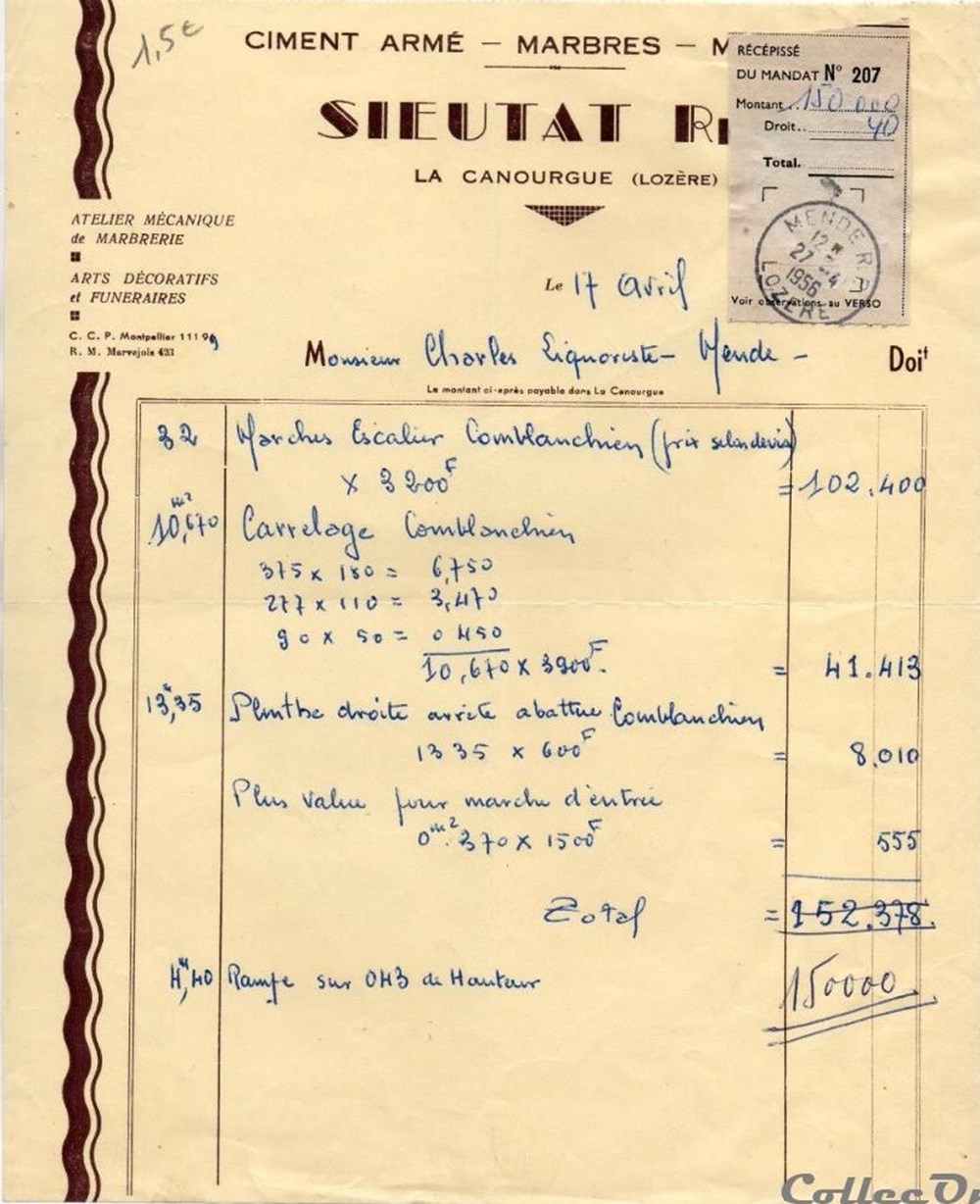 Sieutat René (1956) documents anciens factures commerciaux sieutat rene 1956