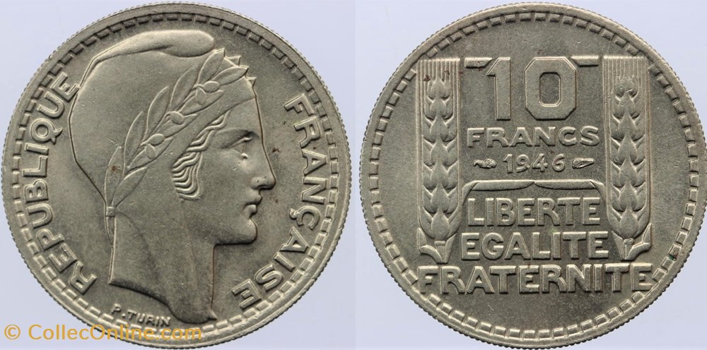 monnaies monde france f 361 turin 10 fr 1946 gt rc