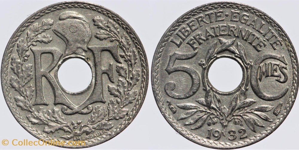 F-122 - Lindauer - 5 c. - 1932 monnaies monde france f 122 lindauer 5 c 1932
