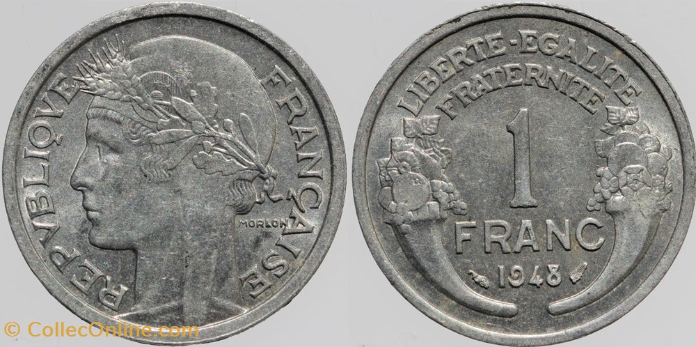 F-221 - Morlon - 1 fr. - 1948 monnaies monde france f 221 morlon 1 fr 1948
