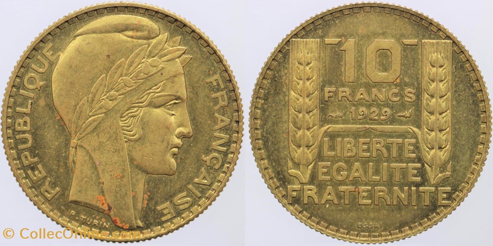F-360 - Turin - 10 fr. - 1929 essai monnaies monde france f 360 turin 10 fr 1929 essai