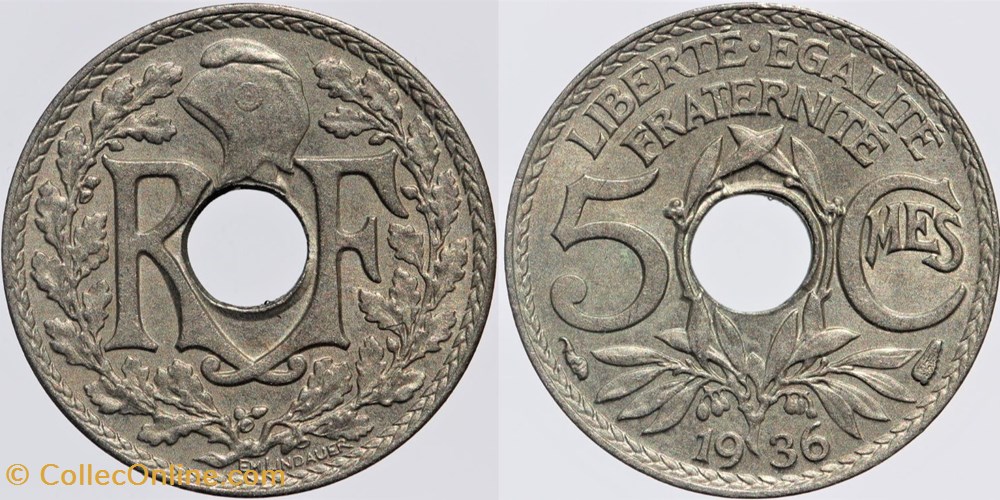 F-122 - Lindauer - 5 c. - 1936 monnaies monde france f 122 lindauer 5 c 1936