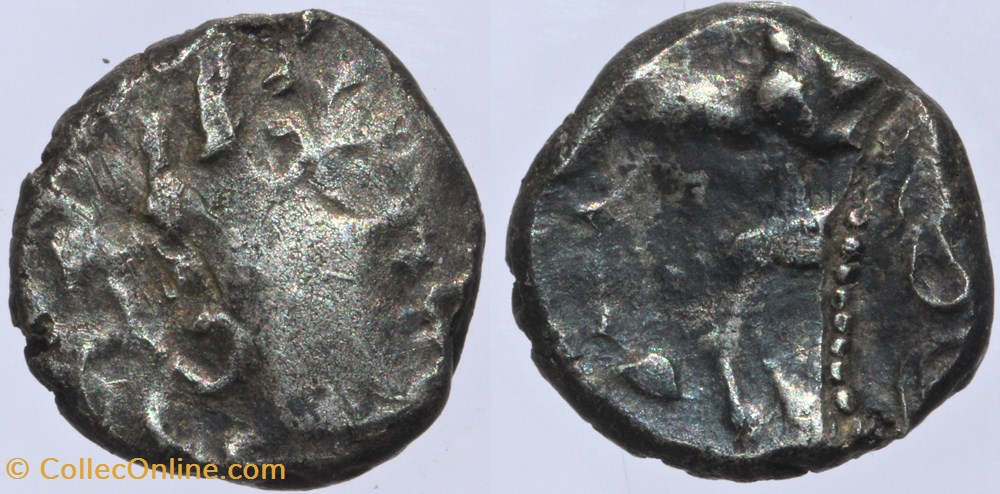 Arvernes - Drachme cheval/quadrupède monnaies antiquite av jc ap gauloises arvernes drachme cheval quadrupede