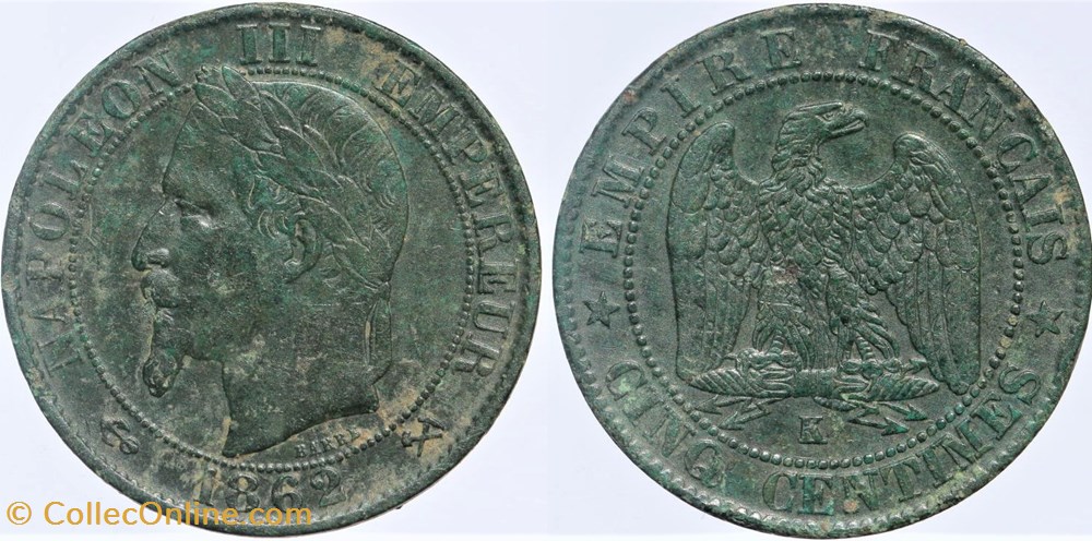 F-117 - Second Empire - 5 centimes - 1862 K monnaies monde france f 117 second empire 5 centimes 1862 k