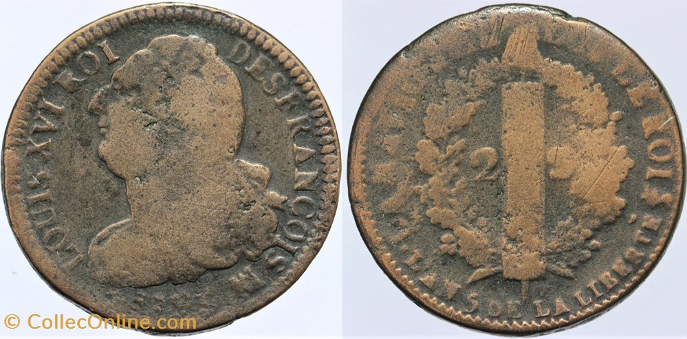 monnaies europe medievale france royales r 37 louis xvi 2 sols 1793 marseille