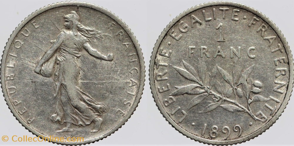 monnaies monde france f 217 roty 1 fr 1899