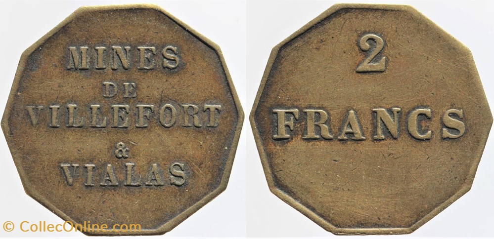 monnaies monde france 48 villefort et vialas 2 francs