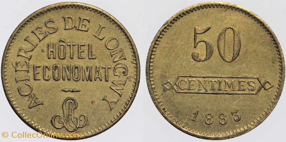 54 - Longwy - Aciéries - 50 centimes, 1883 monnaies monde france 54 longwy acieries 50 centimes 1883