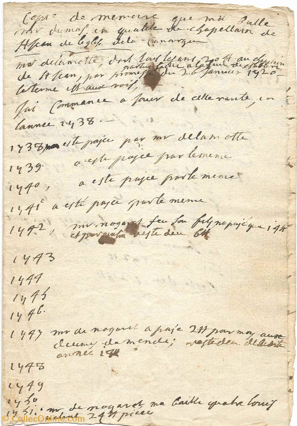 documents anciens autres 1438 a 1455 copie concerne les chapelle de eglise de la canourgue