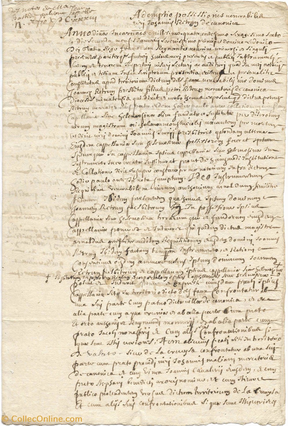 documents anciens autres 1466 copie concerne la chapelle de la trinite de eglise de la canourgue