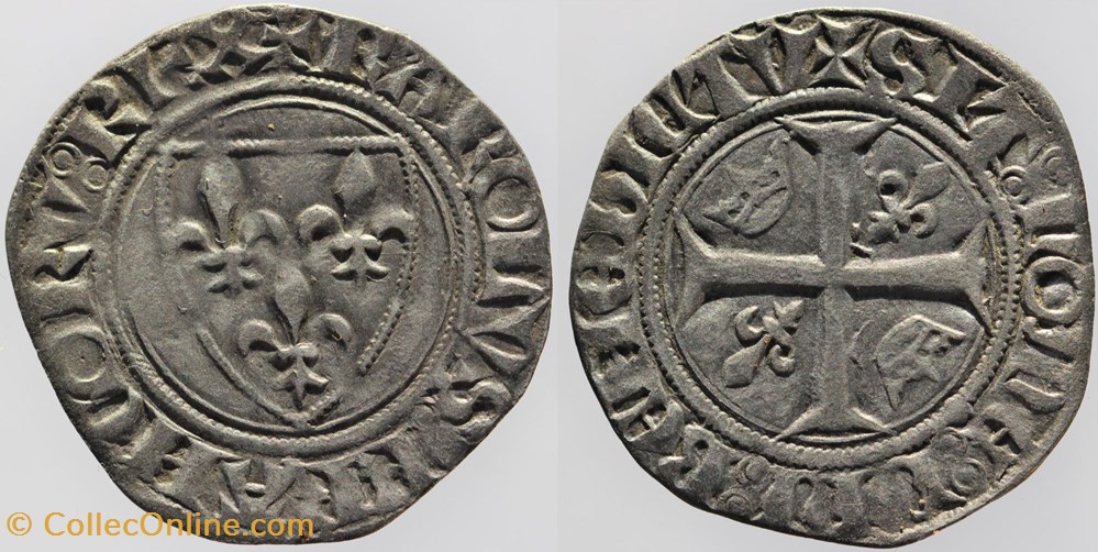 monnaies europe medievale france royales dy 0377a charles vi blanc guenar angers