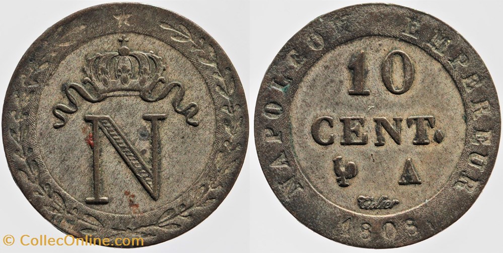 F-130 - Premier Empire - 10 centimes - 1808 A monnaies monde france f 130 premier empire 10 centimes 1808 a