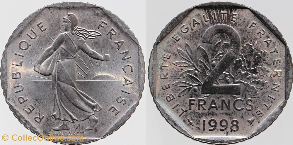 monnaies monde france f 272 roty 2 frs 1998 o roty