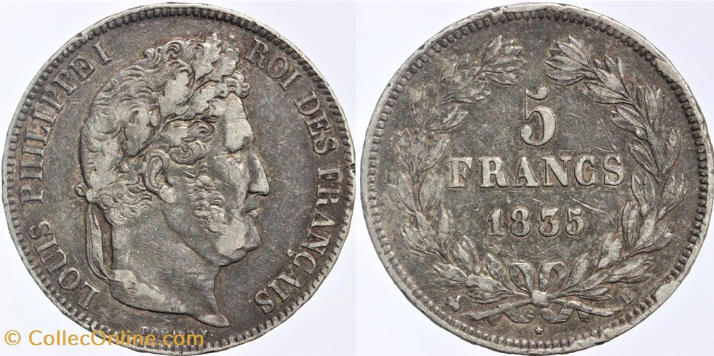 F-324 - Louis Philippe I - 5 francs - 1835 B monnaies monde france f 324 louis philippe i 5 francs 1835 b