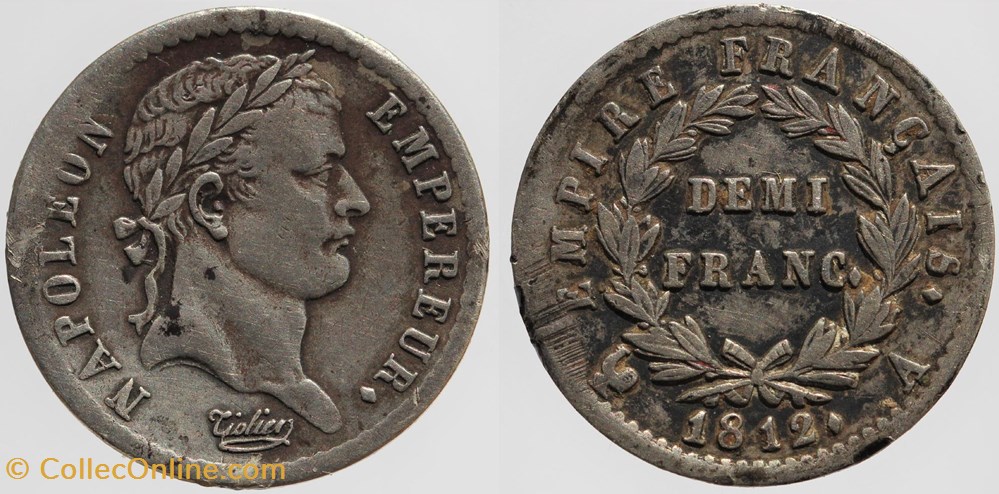 monnaies monde france f 178 premier empire demi franc 1812 paris