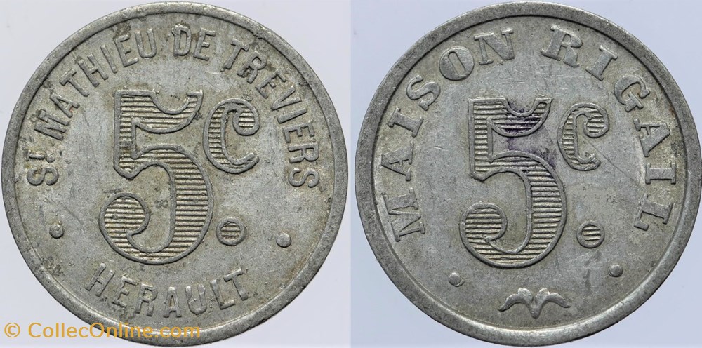 34 - St-Mathieu-de-Tréviers - 5 centimes monnaies monde france 34 st mathieu de treviers 5 centimes