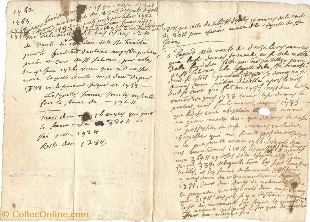 documents anciens autres 1438 a 1455 copie concerne les chapelle de eglise de la canourgue