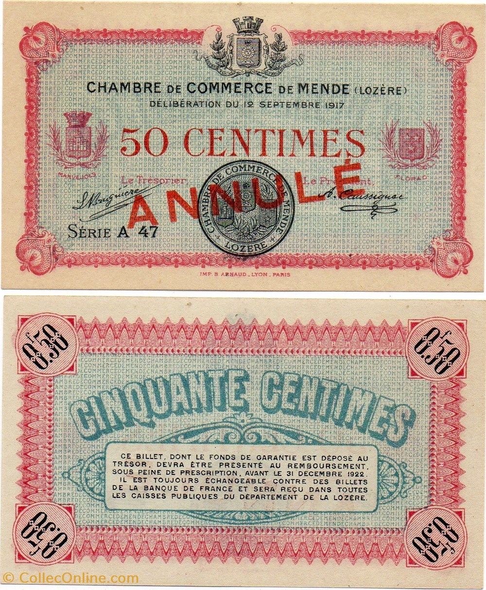 50 cent. C.C.M. - Série A47 annulé billets europe france 50 cent c c m serie a47 annule