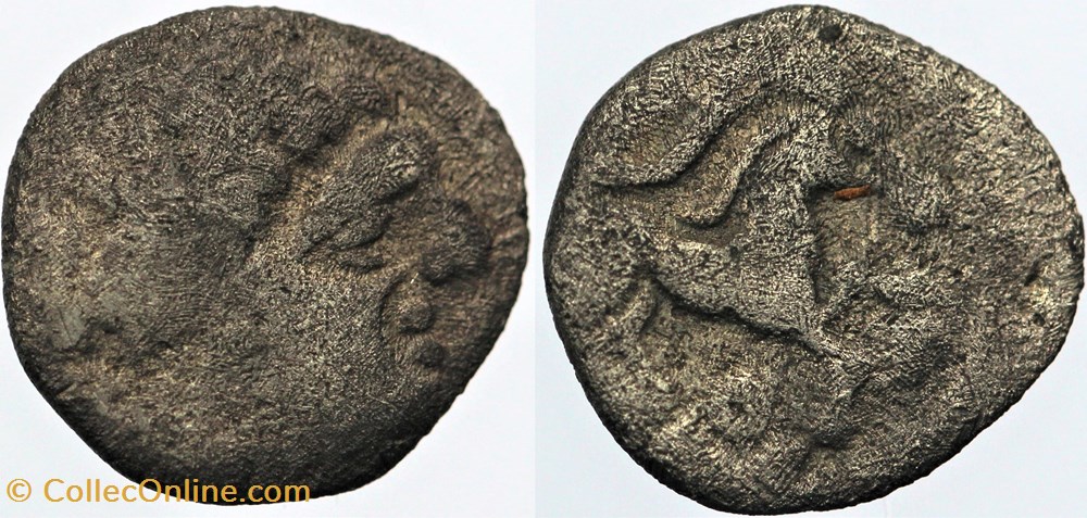 Arvernes - Obole à la volute monnaies antiques av jc ap celtes arvernes obole a la volute