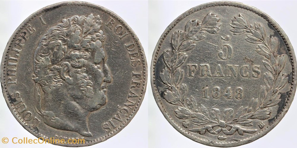 F-325 - Louis Philippe I - 5 francs - 1848 Strasbourg monnaies monde france f 325 louis philippe i 5 francs 1848 strasbourg