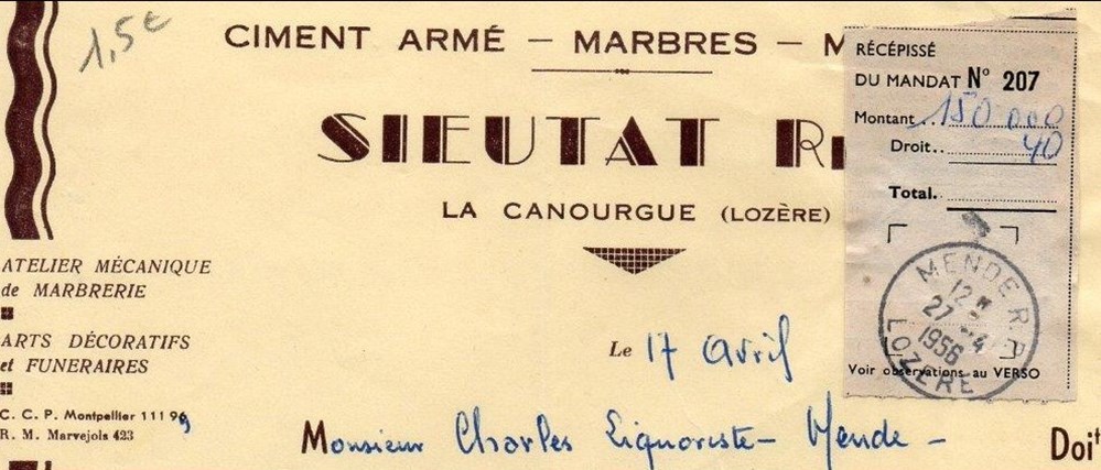 Sieutat René (1956) documents anciens factures commerciaux sieutat rene 1956