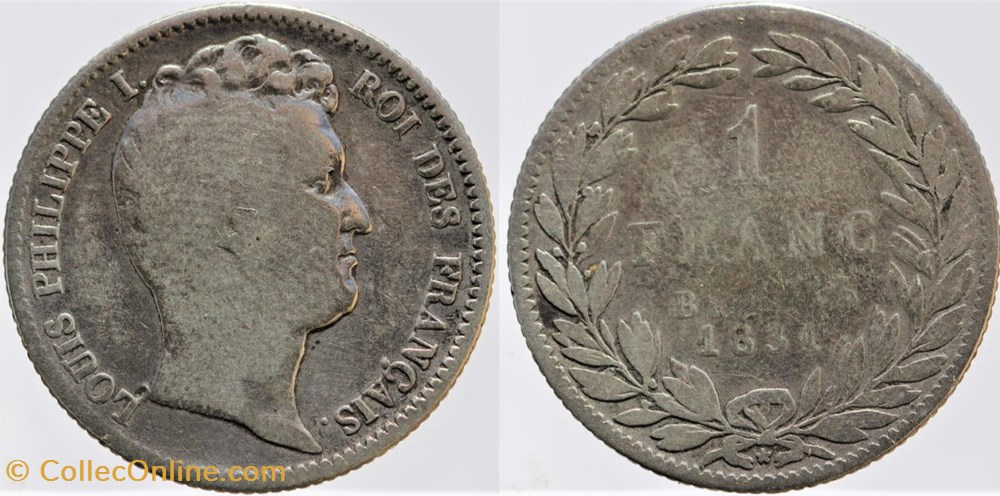 F-209 - Louis Philippe I - 1 franc - 1831 B monnaies monde france f 209 louis philippe i 1 franc 1831 b