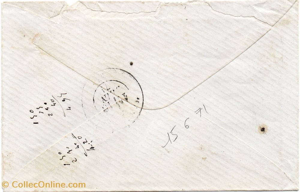 1871 - Cachet type 16 + G.C. 721 documents anciens marques postales europe 1871 cachet type 16 g c 721