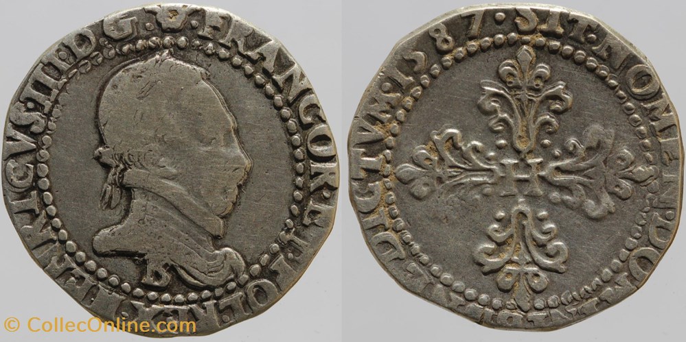monnaies europe medievale france royales dy 1131 henri iii demi franc 1587 rouen
