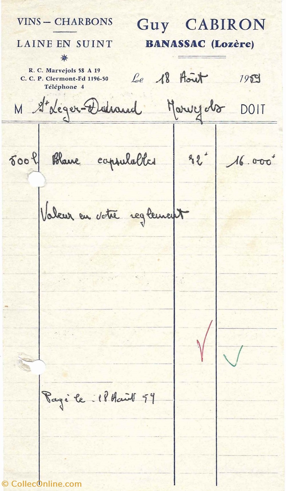Cabiron Guy (1959) vieux papiers factures documents commerciaux cabiron guy 1959