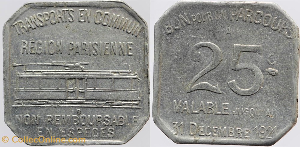 75 - Paris - T.C.R.P. - 25 centimes monnaies monde france 75 paris t c r p 25 centimes