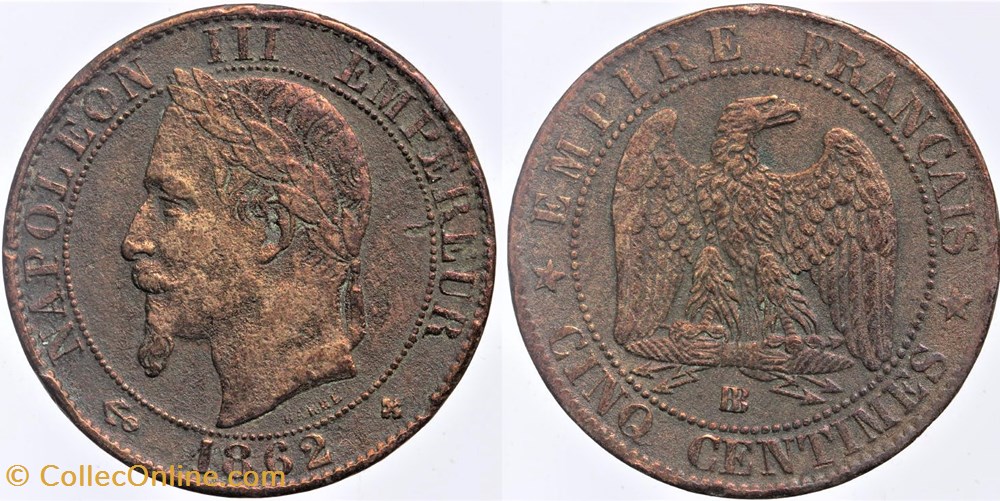 F-117 - Second Empire - 5 centimes - 1862 BB monnaies monde france f 117 second empire 5 centimes 1862 bb