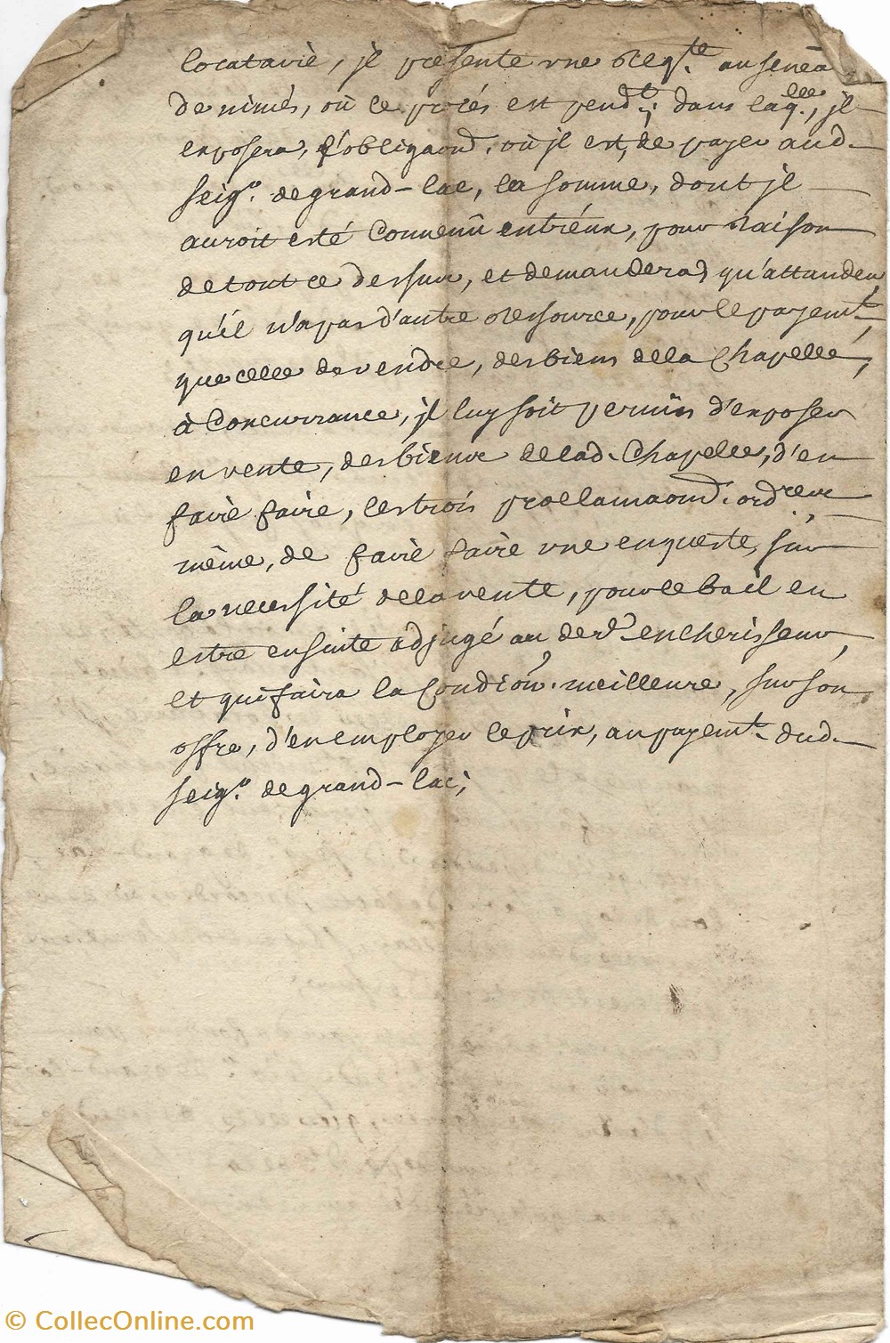 1724 - Concerne le seigneur de Grand-Lac (incomplet) documents anciens autres 1724 concerne le seigneur de grand lac incomplet